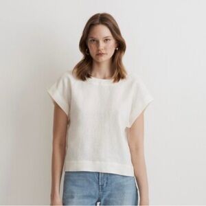 NWT Madewell 100% Linen Square-back Crewneck Top size Small in “Lighthouse”